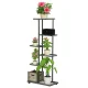Ruhhy 26040 Metal Plant Stand, 6-Tier Tall Flower Shelf, 106cm, Black