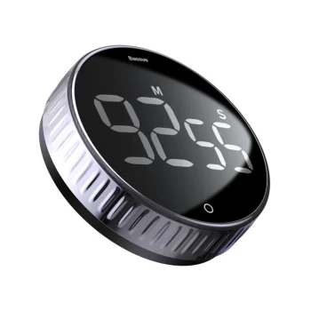 Baseus Heyo Portable Rotation Countdown Timer Cloack Time with Alarm for Home Sport Kitchen, Black