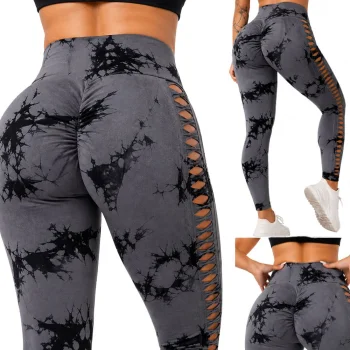Women's Push-Up Fitness Leggings with High Waist, Marble Pattern, S/M