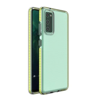Case for Samsung Galaxy A72 4G Spring Case, Clear with Yellow Frame