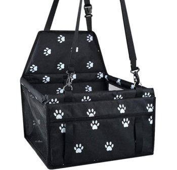 Car pet carrier bag with safety leash for dogs, black