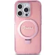 Guess Ring Stand Script Glitter MagSafe Case for iPhone 15 Pro Max - Pink