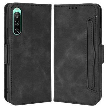 Sony Xperia 10 IV Wallet Design Multiple Card Slots Stand Leather Phone Case Cover, Black