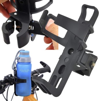 Universal bike bottle holder for handlebar and stroller, black