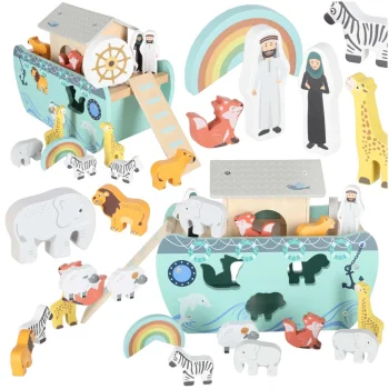Lulilo Wooden Shape Sorter Noah's Ark with Animals, 20 Elements