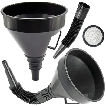 Fuel and Oil Funnel with Strainer and Flexible Hose, 16cm
