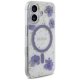 Guess Resin Flowers Glitter MagSafe Case for iPhone 16 Purple