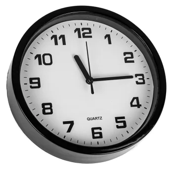 Large Silent Wall Clock with Second Hand, 20 cm, Black