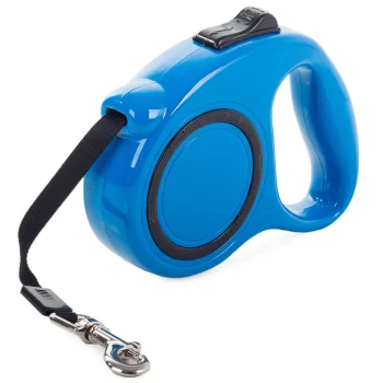 Retractable Dog Leash with Lock, Tape 5m, up to 15kg, Blue