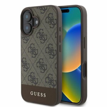 Guess 4G Bottom Stripe Case for iPhone 16 - Brown