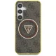 Guess 4G Glitter Triangle Buttons MagSafe Case for Samsung Galaxy S25 Brown