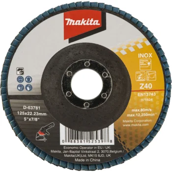 Makita Flap Disc 125mm Z40, Bore 22.23mm, Blue