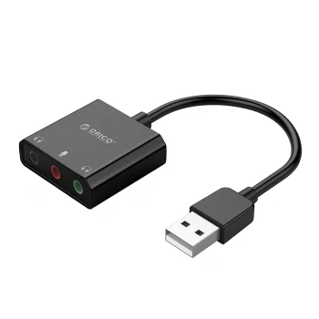 Orico SKT3 USB-A External Sound Card with 3.5mm Ports - Black