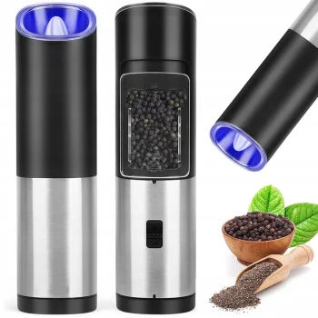 Electric Gravity Salt and Pepper Grinder, Blue LED