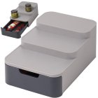 Trīslīmeņu virtuves organizators ar atvilktni, pelēks