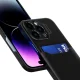 Hurtel Leather Stand Case for iPhone 14 Plus with Card Slot and Kickstand, Black