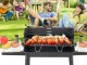 Large Portable Charcoal BBQ Grill with Adjustable Grate and Shelves