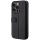Apple iPhone 14 Pro 6.1\'\' BMW Leather Textured & Stripe Book Case Cover (BMBKP14L22RDPK), Black