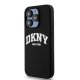 DKNY iPhone 15 Pro Case Liquid Silicone White Printed Logo MagSafe, Black