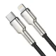Baseus Cafule Metal USB Type C to Apple iPhone Lightning Data Charging Cable, PD, 20W, 2m, Black