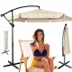 LUARO Large Cantilever Garden Parasol 290cm, Beige