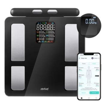 ZORTIVA Smart Premium Smart Bathroom Scale, Body Analyzer, Black