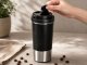 Thermal Mug with Suction Cup and Handle, 500ml, Black/Silver