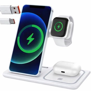 Fast 3-in-1 Wireless Charging Station for Phone Watch and Earphones