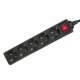 Maclean MCE226G Power Strip, 5 Sockets, Schuko, 1.4m, Black