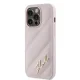 Karl Lagerfeld iPhone 14 Pro Case Diagonal Quilted Script, Pink