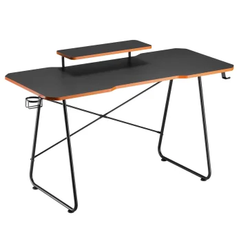 NanoRS RS170 Gaming Desk with Monitor Shelf, Black