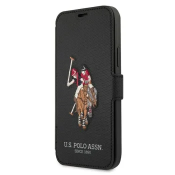 Apple iPhone 12 mini 5.4" US Polo Embroidery Collection Book Case Cover (USFLBKP12SPUGFLBK), Black