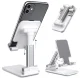 Foldable Adjustable Stand for Phone and Tablet, Silver-White