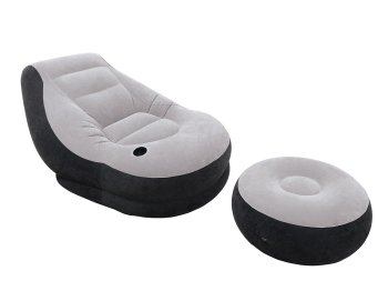 Inflatable velour armchair with footrest 130x99x76 cm INTEX 68564