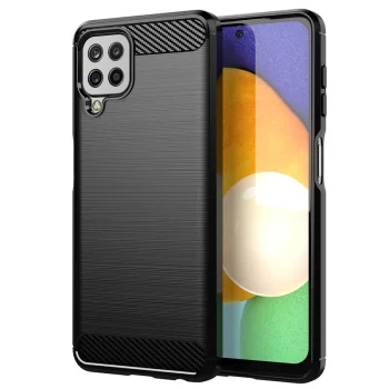 Case for Samsung Galaxy A22 4G Carbon Case Flexible TPU Cover, Black