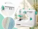 Electric Sewing Machine with 12 Stitches and Accessories, White-Turquoise