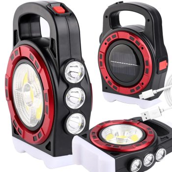 Portable Solar LED Flashlight with Rechargeable Battery, Powerbank, HB-6678C