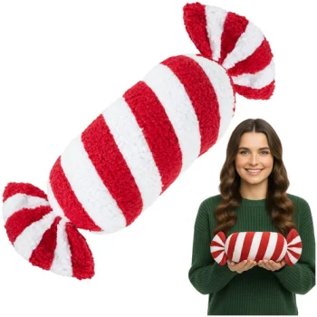 Ruhhy Christmas Decorative Candy Pillow, 30x15 cm, White/Red