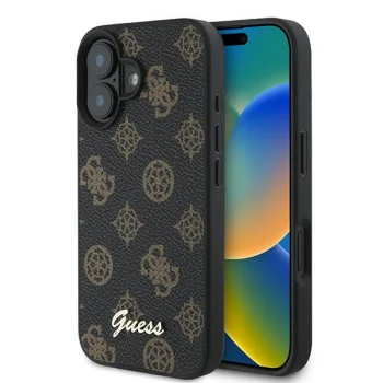 Guess Peony Script MagSafe dėklas telefonui iPhone 16 Plus, juodas