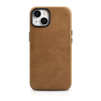 iCarer Oil Wax Leather Case iPhone 14 Plus with MagSafe WMI14220703-TN, Brown