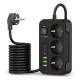 Tech-Protect PC3X6 Power Strip 3 Sockets + 3xUSB-A + 3xUSB-C 200cm Black