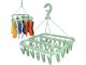 Hanging Drying Rack with 32 Clips for Socks, Underwear, and Small Items, Green
