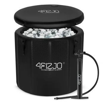 4FIZJO Inflatable Drop-Stitch Ice Bath Tub Round, Black