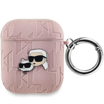 Karl Lagerfeld AirPods 1 / 2 Case Monogram Karl & Choupette Head, Pink