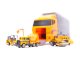 Transporter Truck with Launcher and 6 Metal Construction Vehicles