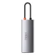 Baseus Metal Gleam 6-in-1 USB-C - USB-C PD 100W HUB 1x HDMI 4K 30Hz 3x USB-A 3.2 1x RJ45 - gray