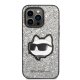 Apple iPhone 14 Pro Max 6.7\" Karl Lagerfeld Glitter Choupette Patch Case Cover (KLHCP14XG2CPS), Silver