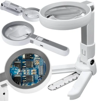 Magnifying Lamp with 20 LED Light and Stand for Reading & Close Work, White