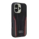 Audi Genuine Leather MagSafe Case for iPhone 16, Black/Red