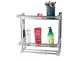 Hanging Bathroom Shelf Organizer with 2 Tiers and Hooks